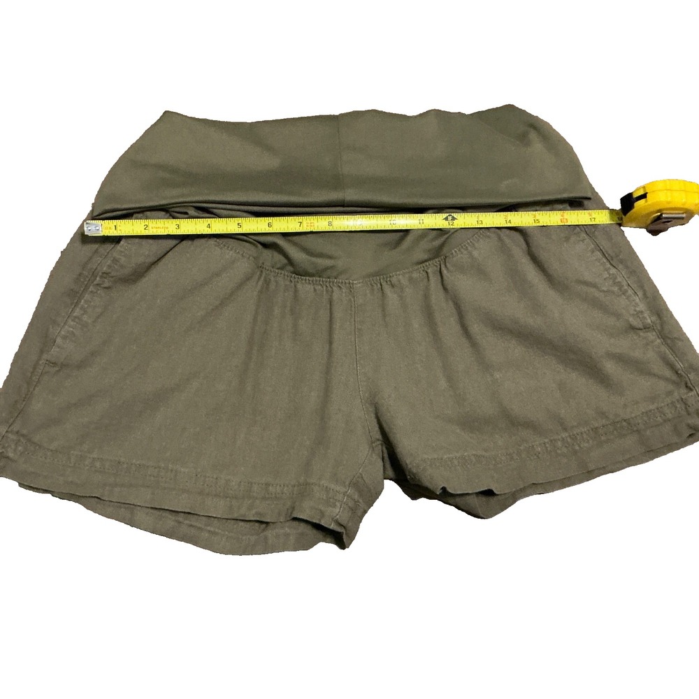 Old Navy Maternity Shorts Linen Blend Pull On Coastal Beach Green Medium - Picture 3 of 6